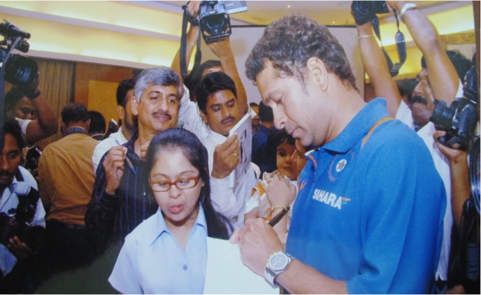 Karishma  represented an NGO in Chennai, Shakthi Foundation to facilitate The Indian Cricket Team during their visit to Chennai